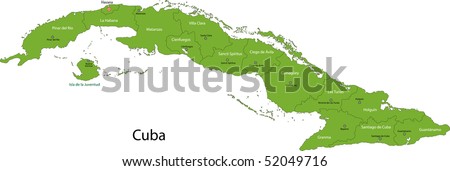 map of cuba with provinces and capital cities stock photo 52049716