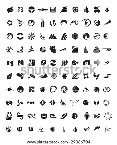 Set of 100 abstract elements for logo design vector Set of 100 abstract elements for logo design vector