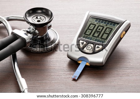 Glucose concentration in the blood test with a blood glucose meter