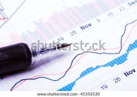 pen with graph chart of stock and shares movement