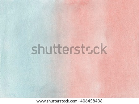 Abstract watercolor hand painted background. Pink and blue  watercolour texture gradient. Pastel colored palette. LightCyan and Salmon gradient background.