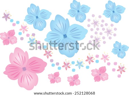 A vector illustration of a cluster of Lace cap hydrangea flowers