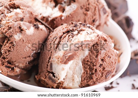 Vanilla Chocolate ice cream scoops