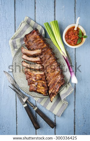 Barbecue Spare Ribs on Plate