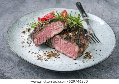 Barbecue Rib Eye Steak on Plate