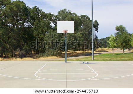 Basketball Hoop and Court With White Backboard with Room for Copy