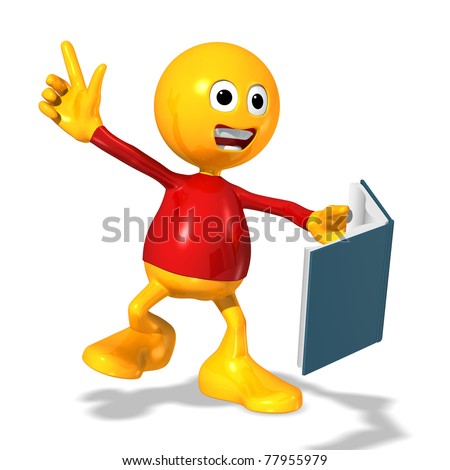 3d Cartoon Character With Book Understanding Something Stock Photo