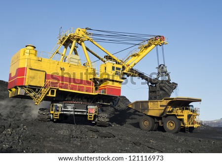 the kovshovy excavator, the dump heavy-load truck, the truck