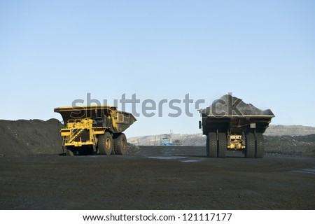 Coal production, minerals, earth subsoil, black gold, coal, the dump heavy-load truck, the truck,