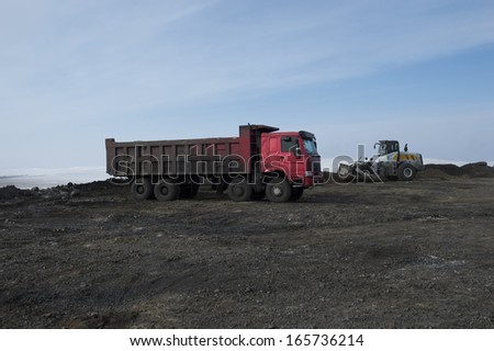 heavy-load dump truck, the bulldozer, tractor, powerful equipment,
