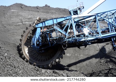 the rotary excavator, mining, shipping, digging, mining, steel bucket, mine, quarry, mechanism, black gold, coal, enterprise