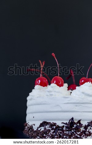 Black Forest cake with maraschino cherries