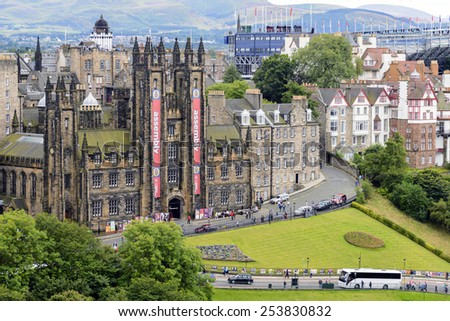Edinburgh, Scotland - August 15, 2014: View of General Assembly Hall of the Church of Scotland. The Assembly Hall is the meeting place of the General Assembly of the Church of Scotland.