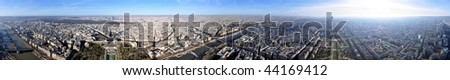 Huge seamless 360 Panorama over Paris, from the top of Tour Eiffel / Eiffel Tower
