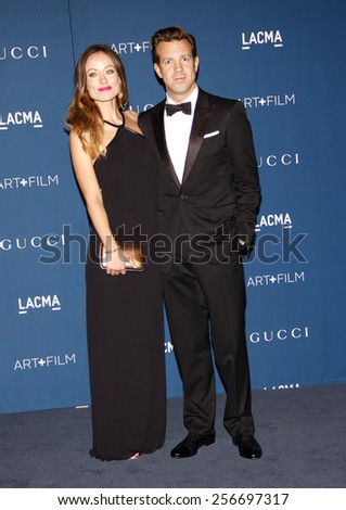 Olivia Wilde and Jason Sudeikis at the LACMA 2013 Art + Film Gala Honoring Martin Scorsese And David Hockney held at the LACMA in Los Angeles on November 2, 2013 in Los Angeles, California.