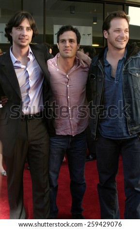17 June 2004 - Hollywood - Zach Braff, Mark Ruffalo and Peter Sarsgaard at the 2004 LA Film Festival and the Los Angeles Premiere of \'Garden State\' at the Arclight Cinema in Hollywood.
