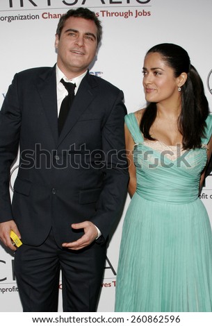 06/10/2006 - Bel Air - Joaquin Phoenix and Salma Hayek at the Chrysalis' 5th Annual Butterfly Ball  held at Italian Villa Carla and Fred Sands in Bel Air, California, United States.