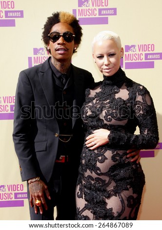 Wiz Khalifa and Amber Rose at the 2012 MTV Video Music Awards held at the Staples Center in Los Angeles, United States on September 6, 2012.