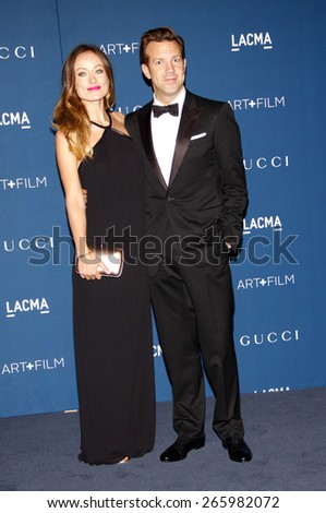 Olivia Wilde and Jason Sudeikis at the LACMA 2013 Art + Film Gala Honoring Martin Scorsese And David Hockney held at the LACMA in Los Angeles on November 2, 2013 in Los Angeles, California.