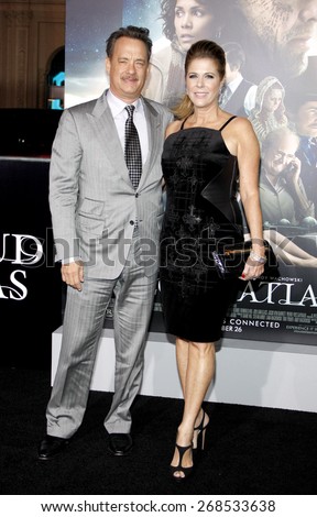 Rita Wilson and Tom Hanks at the Los Angeles premiere of \'Cloud Atlas\' held at the Grauman\'s Chinese Theatre in Hollywood on October 24, 2012.