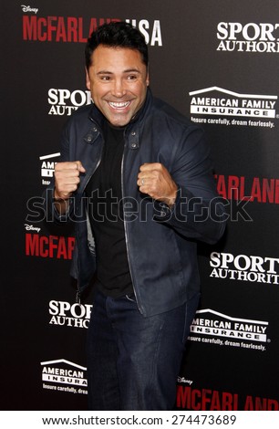 Oscar de la Hoya at the Los Angeles premiere of \'McFarland, USA\' held at the El Capitan Theater in Hollywood on February 9, 2015.