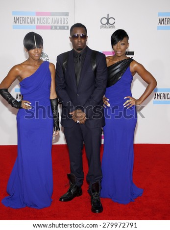 Sean \'Diddy\' Combs and Dawn Richard and Kalenna Harper of Dirty Money at the 2010 American Music Awards held at the Nokia Theatre L.A. Live in Los Angeles on November 21, 2010.