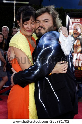 Jack Black and Tanya Haden at the Los Angeles premiere of \'Tropic Thunder\' held at the Mann Village Theater in Westwood on August 11, 2008.