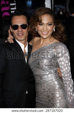 Jennifer Lopez and Marc Anthony at the Los Angeles premiere of \'The Back-Up Plan\' held at the Regency Village Theatre in Westwood on April 21, 2010.