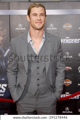 Chris Hemsworth at the Los Angeles premiere of \'Marvel\'s The Avengers\' held at the El Capitan Theatre in Los Angeles on April 11, 2012.