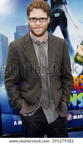 Seth Rogen at the Los Angeles premiere of \'Monsters vs. Aliens\' held at the Gibson Amphitheatre in Universal City on March 22, 2009.