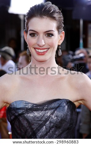 Anne Hathaway at the Los Angeles premiere of \'Get Smart\' held at the Mann Village Theatre in Westwood on June 16, 2008.
