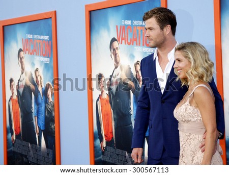 Chris Hemsworth and Elsa Pataky at the Los Angeles premiere of \'Vacation\' held at the Regency Village Theatre in Westwood, USA on July 27, 2015.