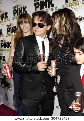 Prince Jackson, Paris Jackson and La Toya Jackson at the Mr. Pink Ginseng Drink Launch Party held at the Regent Beverly Wilshire Hotel in Beverly Hills, USA on October 11, 2012.