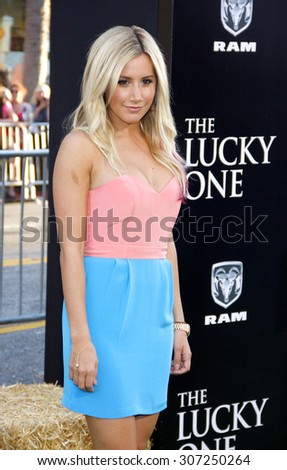 UNITED STATES, HOLLYWOOD, APRIL 16, 2012: Ashley Tisdale at the Los Angeles premiere of \'The Lucky One\' held at the Grauman\'s Chinese Theater in Hollywood, USA on April 16, 2012.