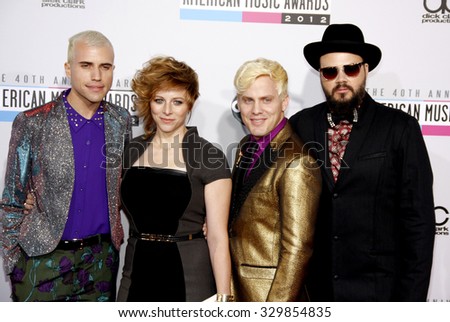 Neon Trees at the 2012 American Music Awards held at the Nokia Theatre L.A. Live in Los Angeles, USA on November 18, 2012.