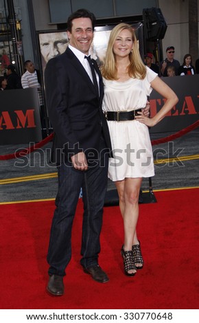 Jon Hamm and Jennifer Westfeldt at the World premiere of \'The A-Team\' held at the Grauman\'s Chinese Theater in Hollywood, USA on June 3, 2010.