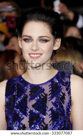Kristen Stewart at the Los Angeles premiere of \'The Twilight Saga: Breaking Dawn Part 1\' held at the Nokia Theatre L.A. Live in Los Angeles, USA on November 14, 2011.