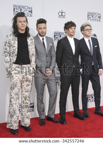 Liam Payne, Louis Tomlinson, Niall Horan and Harry Styles of One Direction at the 2015 American Music Awards held at the Microsoft Theater in Los Angeles, USA on November 22, 2015.
