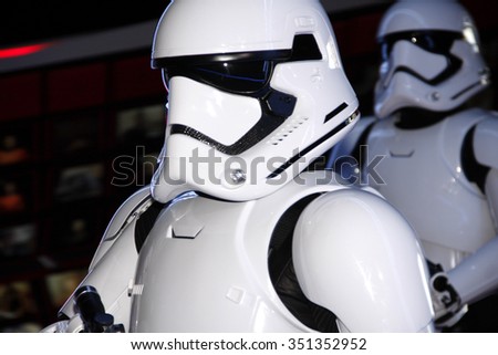 Stormtroopers at the World premiere of \'Star Wars: The Force Awakens\' held at the TCL Chinese Theatre in Hollywood, USA on December 14, 2015.