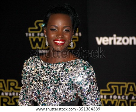Lupita Nyong\'o at the World premiere of \'Star Wars: The Force Awakens\' held at the TCL Chinese Theatre in Hollywood, USA on December 14, 2015.