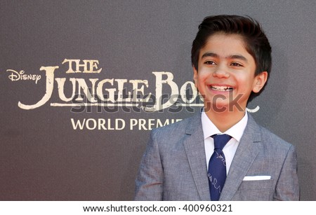 Neel Sethi at the Los Angeles premiere of \'The Jungle Book\' held at the El Capitan Theatre in Hollywood, USA on April 4, 2016.