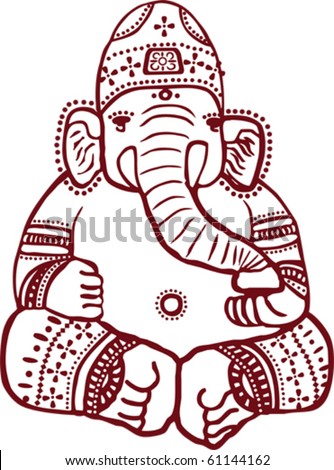 stock vector Traditional Indian henna design of the Hindu elephant god 