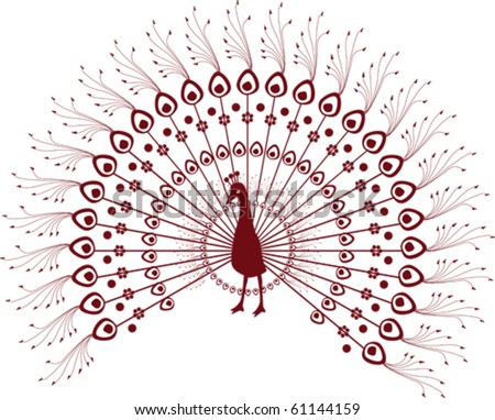 stock vector Traditional Indian henna design of a peacock