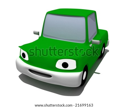 green living machine with eye cost on white background