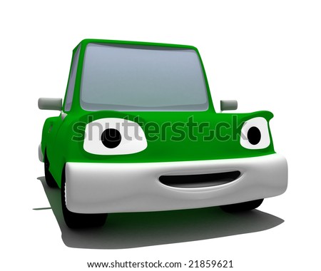 green living machine with eye cost on white background