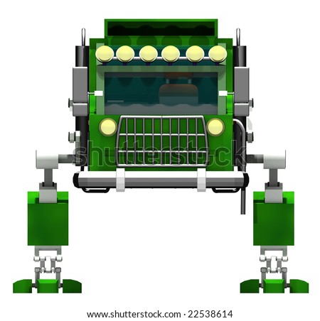 green transport robot costs on white background