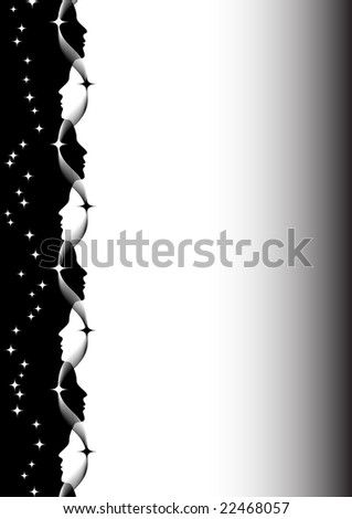 black and white photos of faces. stock vector : Black and white