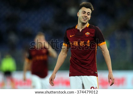 ROME, ITALY - FEBRUARY 2016 : El Shaarawy (As Roma player) in action during fotball match  of Italian League Serie A between A.s Roma vs Sampdoria at the Olimpic Stadium  on February 7, 2016 in Rome