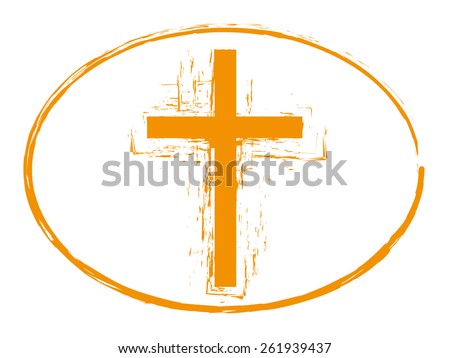 easter orange jesus cross sign grunge style isolated background vector illustration