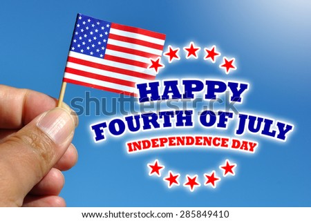 happy fourth of july - independence day usa card with flag in blue sky background
